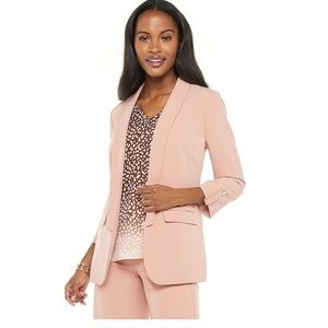 Open Front Long Boyfriend Blazer Soft PInk Medium M